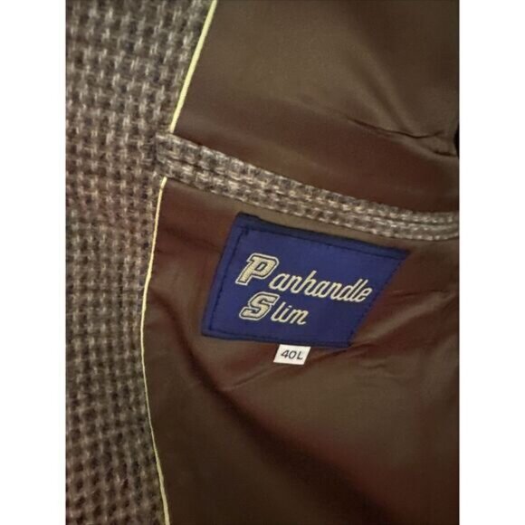 Panhandle Slim Fine Quality Western Wear Mens 40L Elbow Patch Brown‎ Wool Blazer - Picture 6 of 8